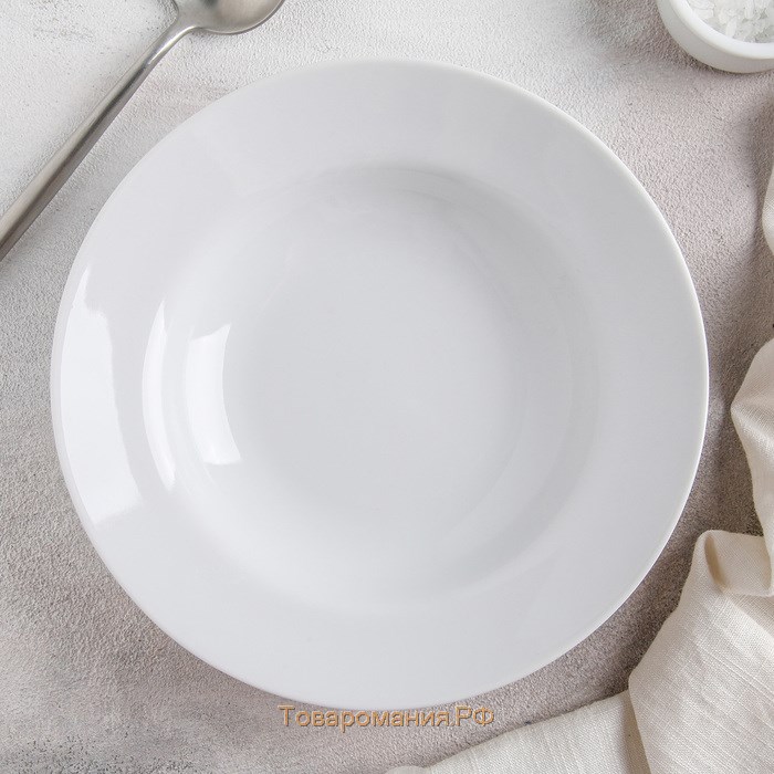 Тарелка фарфоровая глубокая «Идиллия», 230 мл, d=20 см, белая
