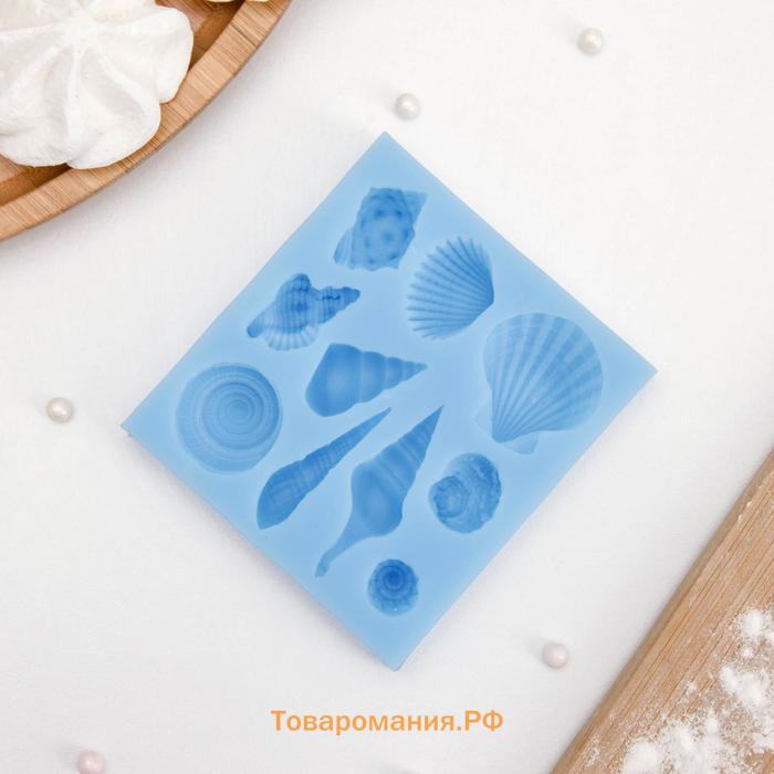 Молд «Ракушки», силикон, 7.7×7×1.5 см, розовый