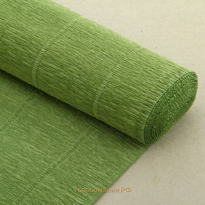 Бумага для упаковок и поделок, гофрированная, фисташковая, зеленая, однотонная, двусторонняя, рулон 1 шт., 0,5 х 2,5 м