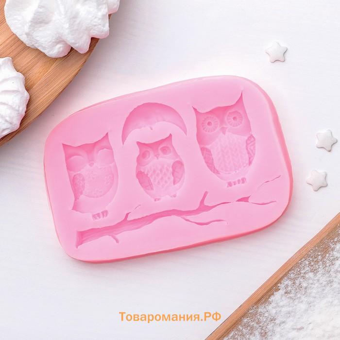 Молд для заливки  «Совы», силикон, 10×7×1.1 см, розовый