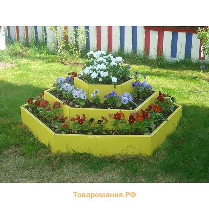 Клумба оцинкованная, 3 яруса, d=60–100–140 см, высота бортика 45 см, жёлтая, Greengo