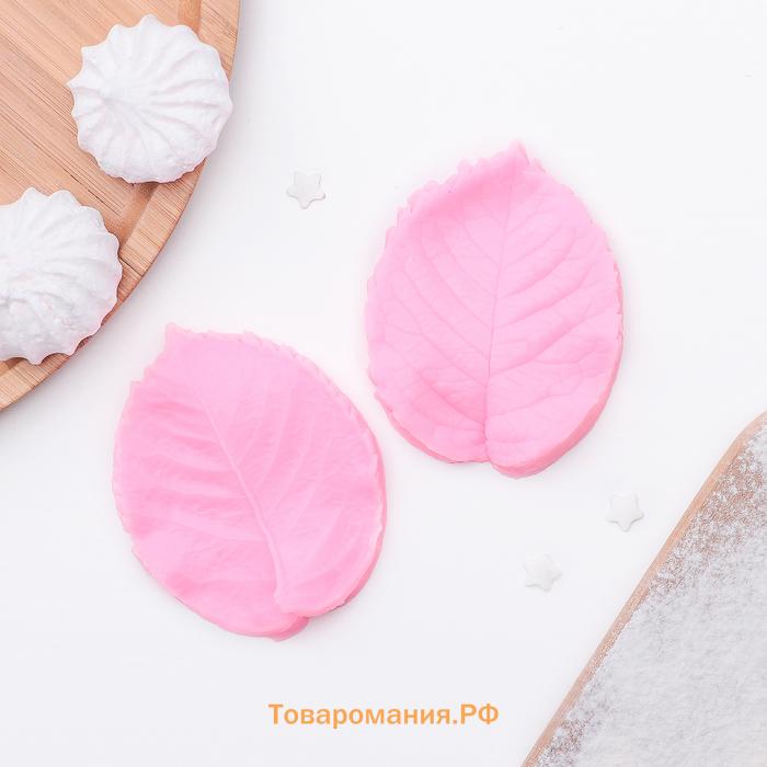 Молд  «Листва», силикон, 8.2×6.3 см, розовый
