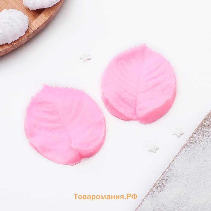 Молд  «Листва», силикон, 8.2×6.3 см, розовый