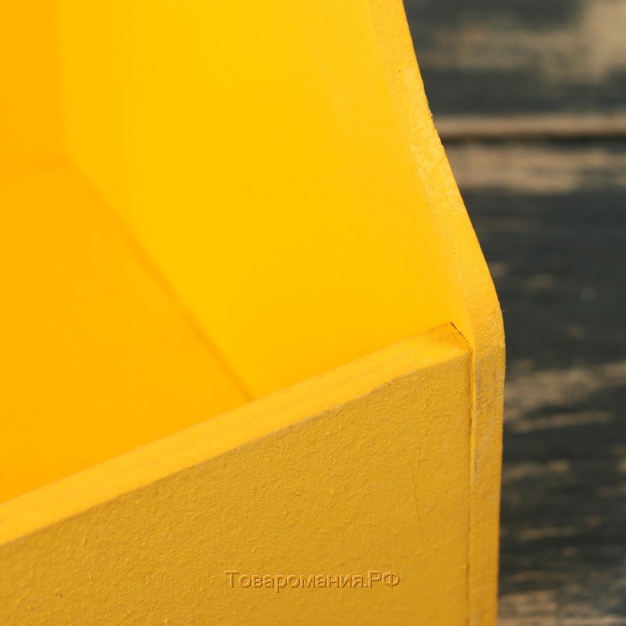 Кашпо деревянное 20×12.5×20 см Стелла Моно, с ручкой, жёлтый Дарим Красиво