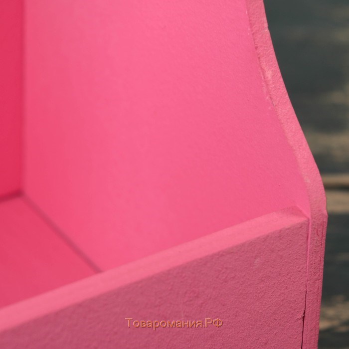 Кашпо деревянное 20×12.5×20 см Стелла Моно, с ручкой, розовый Дарим Красиво