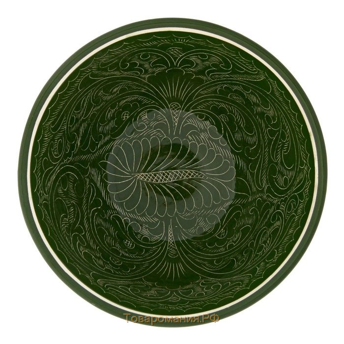 Коса Риштанская Керамика "Узоры", 18 см, большая, зелёная