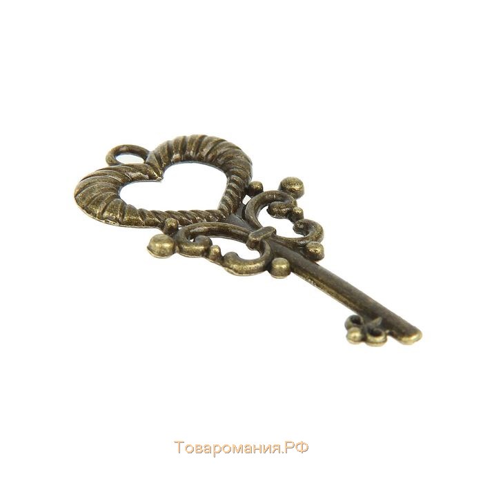 Декор металл для творчества "Ключ от сердца" под латунь (СК1823) 4х2 см