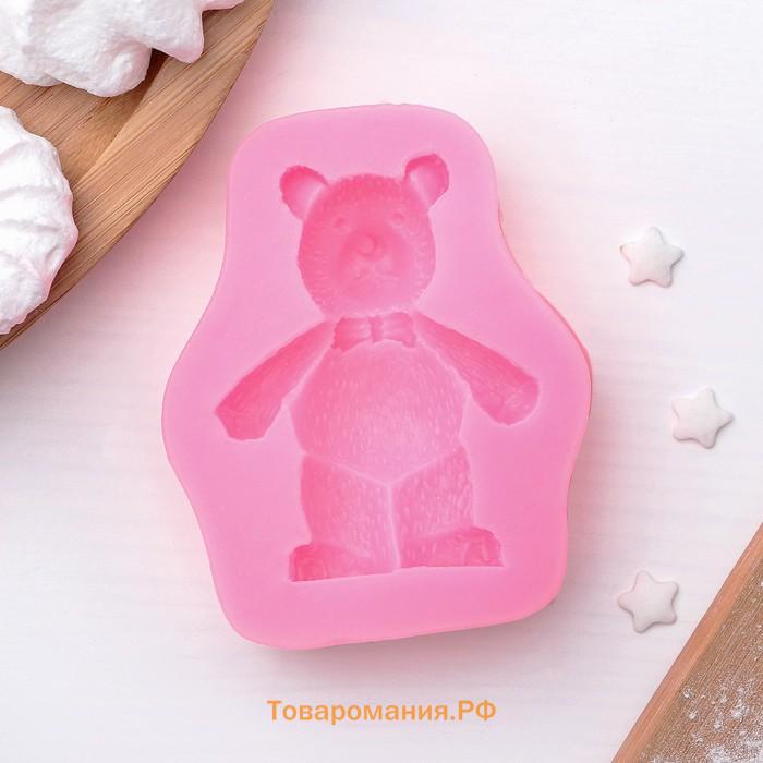 Молд  «Мишка», силикон, 8×6.5 см, розовый