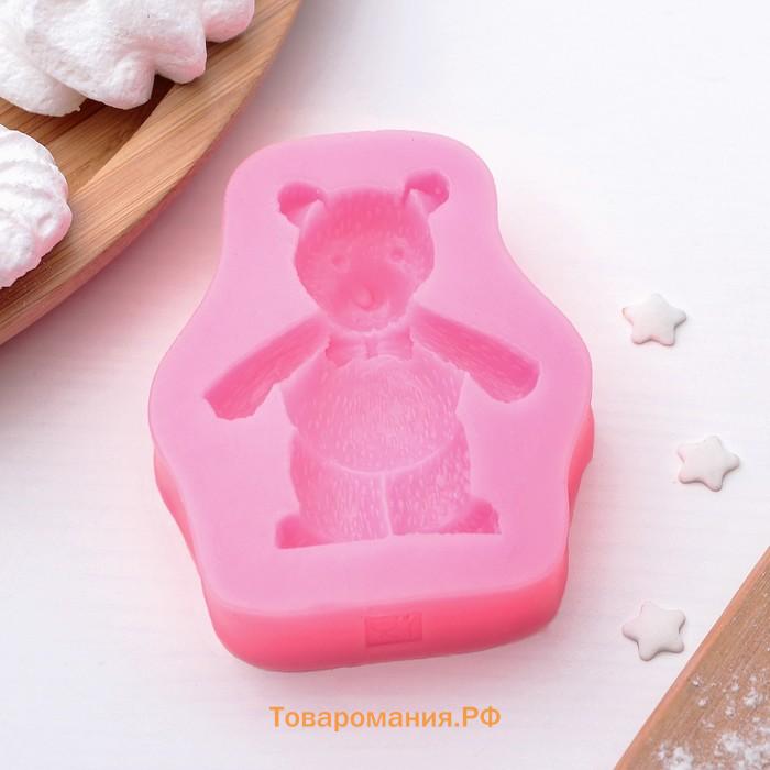 Молд  «Мишка», силикон, 8×6.5 см, розовый