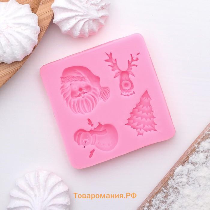 Молд для заливки «Новогодний антураж», силикон, 7.5×7.2 см, розовый