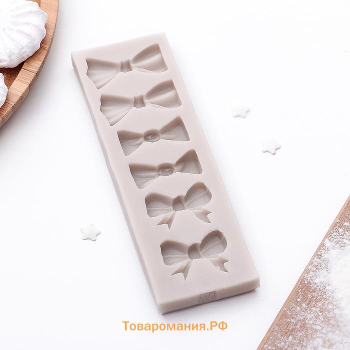 Молд для заливки  «Шесть бантов», силикон, 15×4.5 см, розовый