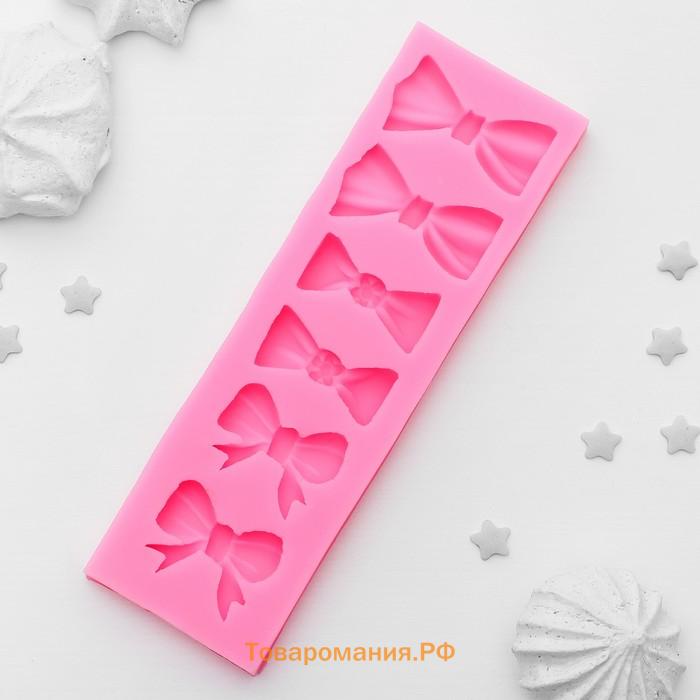 Молд для заливки  «Шесть бантов», силикон, 15×4.5 см, розовый