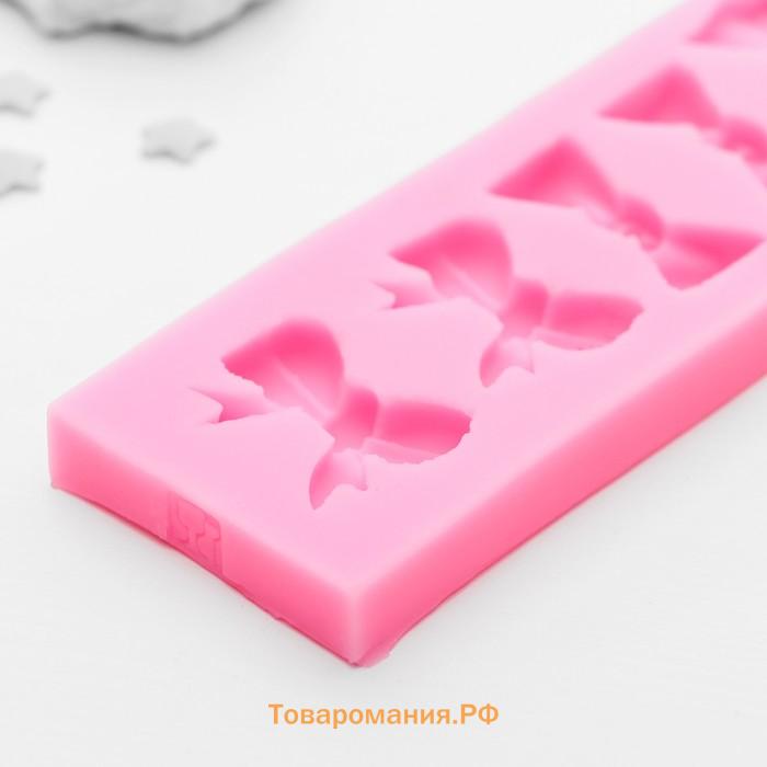 Молд для заливки  «Шесть бантов», силикон, 15×4.5 см, розовый