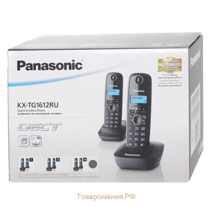 Радиотелефон Dect Panasonic KX-TG1612RUH темно-серый, АОН