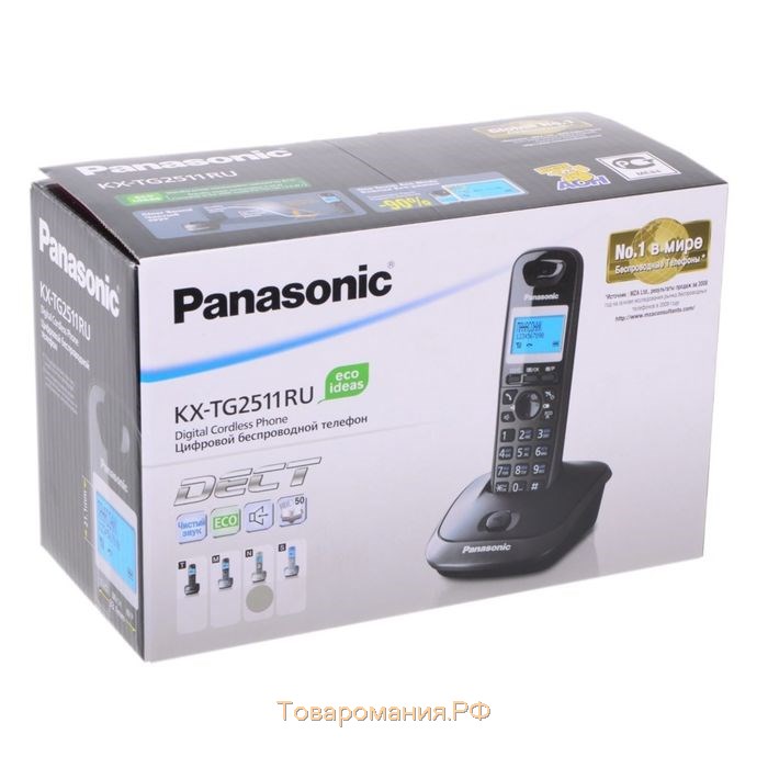 Радиотелефон Dect Panasonic KX-TG2511RUN платиновый/чёрный, АОН