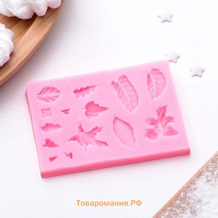 Молд для заливки  «Гербарий», силикон, 8×5×0.8 см, розовый