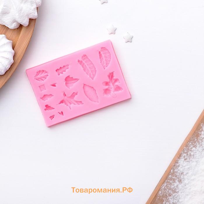Молд для заливки  «Гербарий», силикон, 8×5×0.8 см, розовый