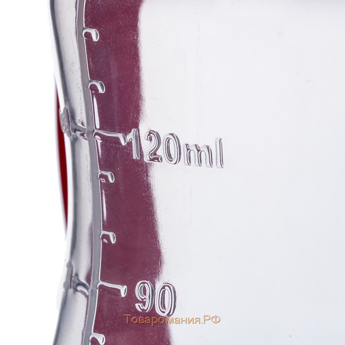 Бутылочка для кормления, классическое горло, приталенная, с ручками, 150 мл., от 0 мес., цвет красный