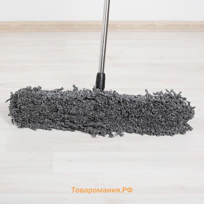 Швабра для мытья пола , плоская, микрофибра букли, железный флаундер, телескопическая стальная ручка, 62×13×84(130) см