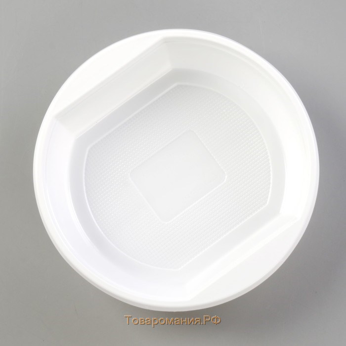 Тарелка пластиковая одноразовая суповая «Экстра», d=17 см, 500 мл, цвет белый, форма микс