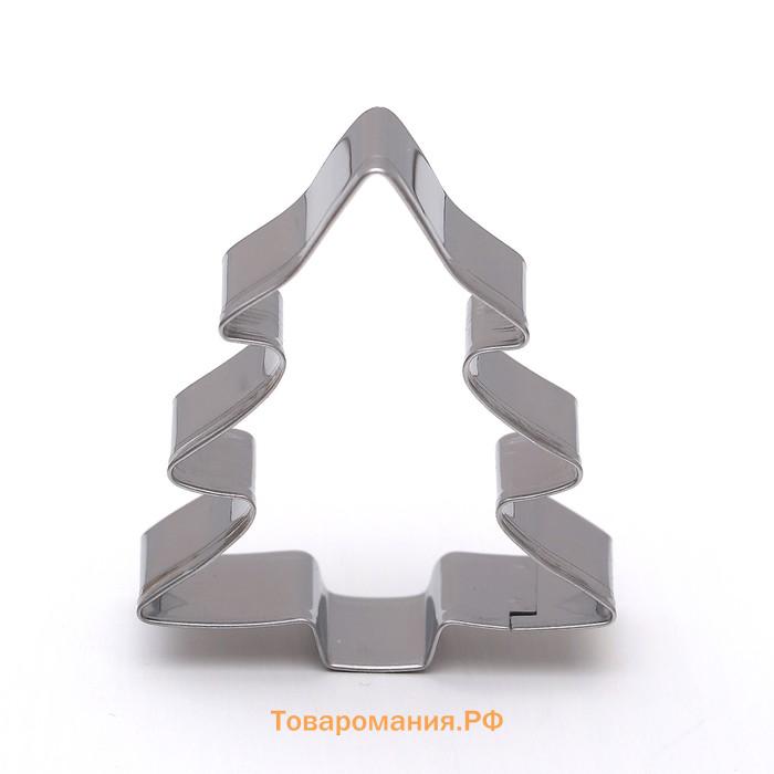 Форма для печенья новогодняя  «Ёлочка», металл, 6.5×8×1.5 см, серебристая