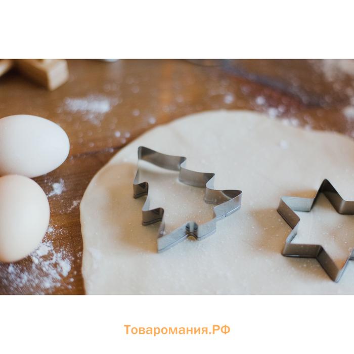 Форма для печенья новогодняя  «Ёлочка», металл, 6.5×8×1.5 см, серебристая