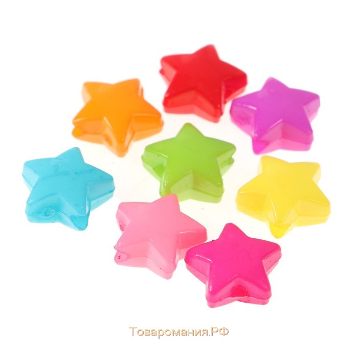 Бусины для творчества пластик "Звёздочки" цветные набор 100 шт 1,1х1,1 см