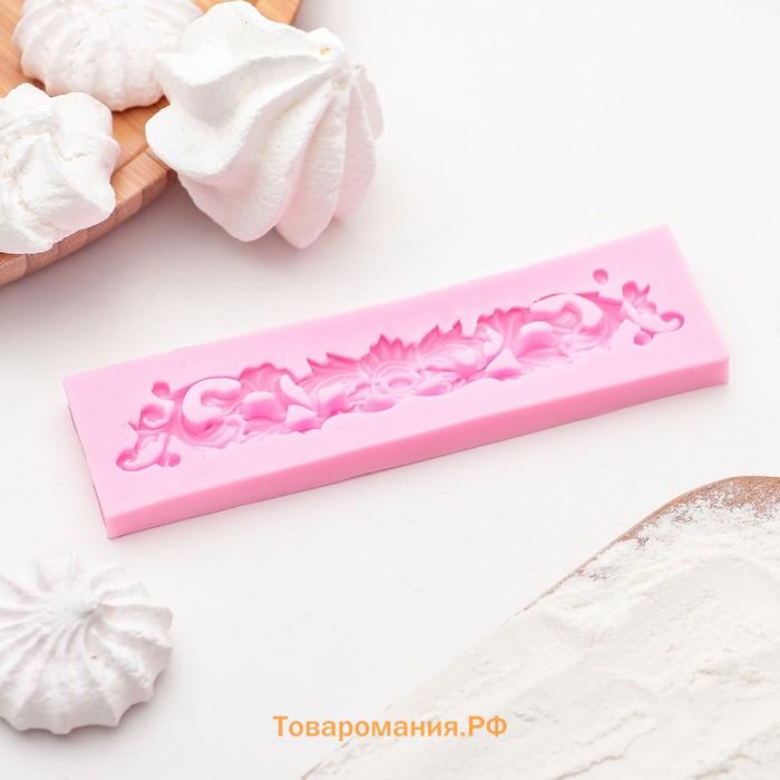Молд  «Лепнина», силикон, 13.5×3.5 см, розовый