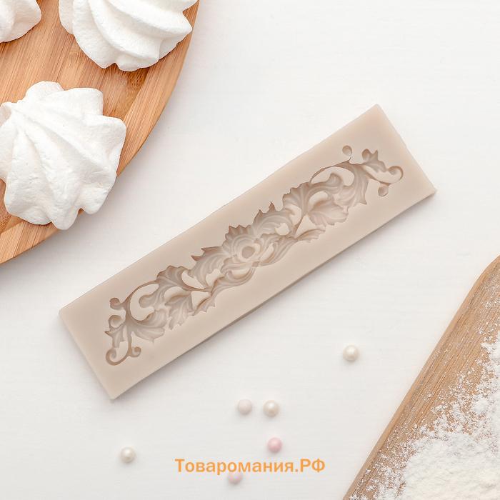 Молд  «Лепнина», силикон, 13.5×3.5 см, розовый