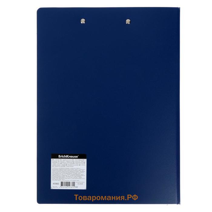 Папка-планшет с зажимом А4, 1.3 мм, ErichKrause Matt Classic, пластиковая, с внутренним карманом, синий