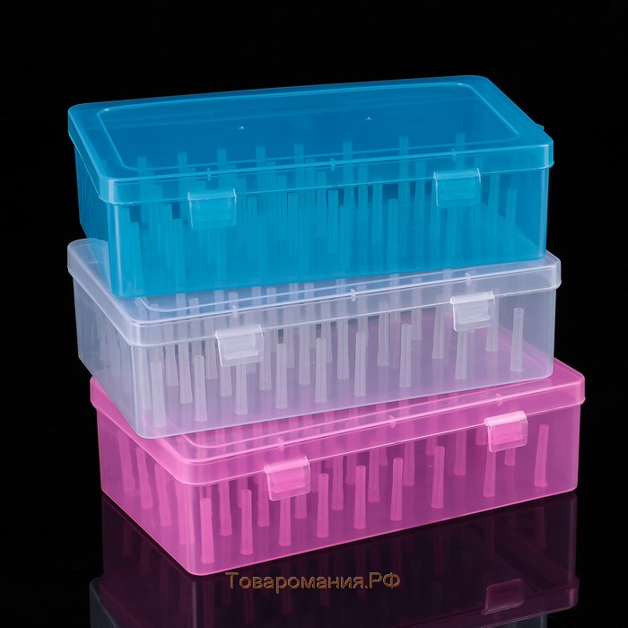Бокс пластиковый для хранения, 42 отделения для ниток, 23,5×13,5×6,5 см, цвет МИКС