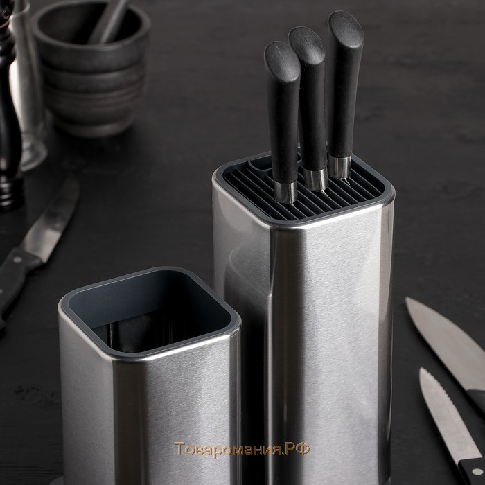 Подставка для ножей и столовых приборов Magistro «Металлик», 21×12×23 см, цвет серебристый