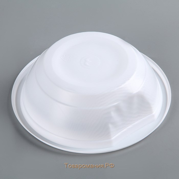 Тарелка пластиковая одноразовая суповая, 500 мл, цвет белый