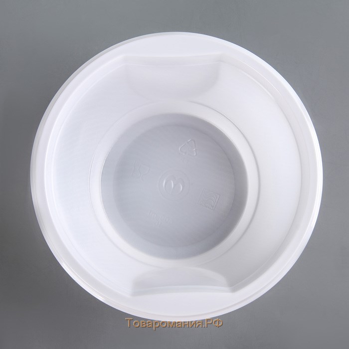 Тарелка пластиковая одноразовая суповая, 600 мл, цвет белый
