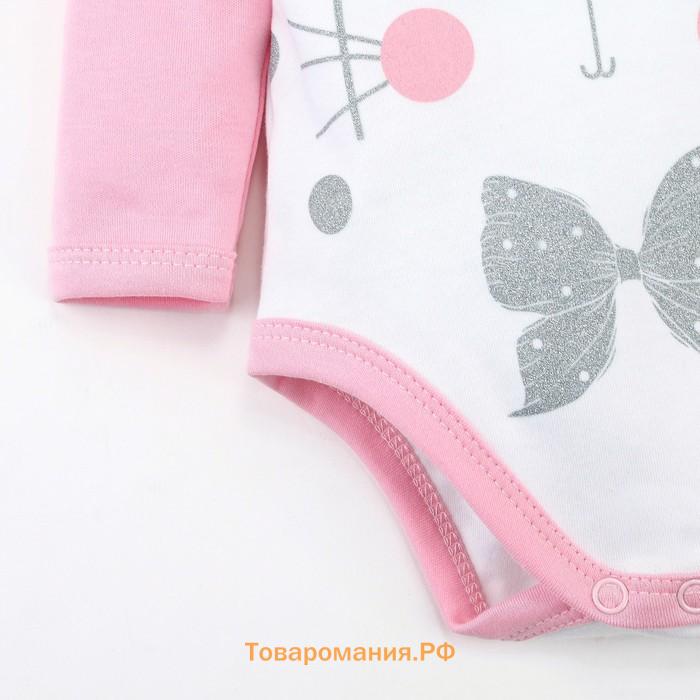 Боди Крошка Я «Папина дочка», рост 86-92 см, белое/розовое