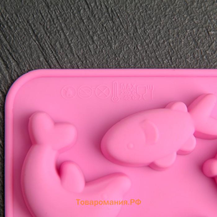 Форма для конфет и шоколада  «Подводный мир», силикон, 21×10×1 см, 15 ячеек (3×3.5 см), МИКС