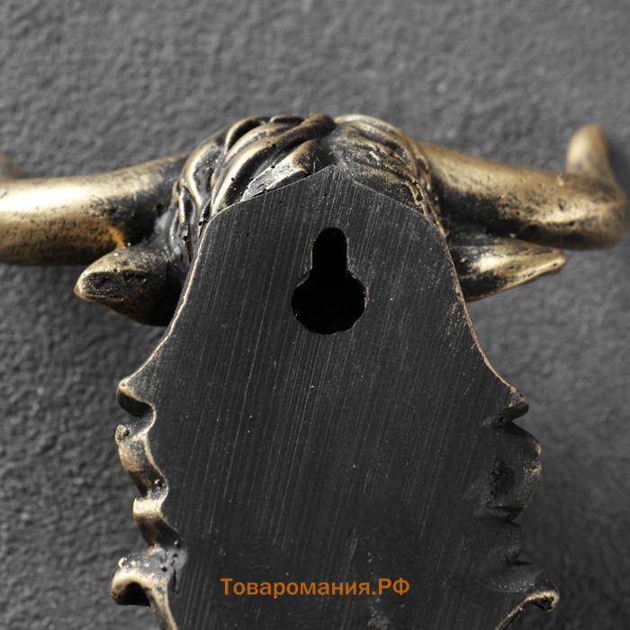 Крючок декоративный «Бык», декор настенный под бронзу, 7×10×12 см