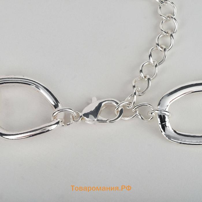 Колье «Цепь» разные звенья, цвет серебро,55 см