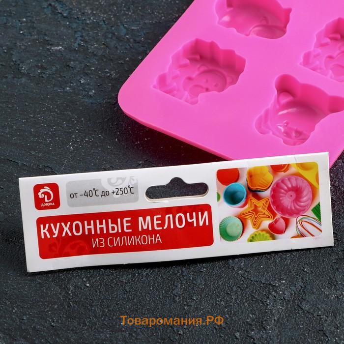 Форма для украшений  «Зоопарк», силикон, 21×10.5 см, 8 ячеек (3.9×3.5 см), коричневая