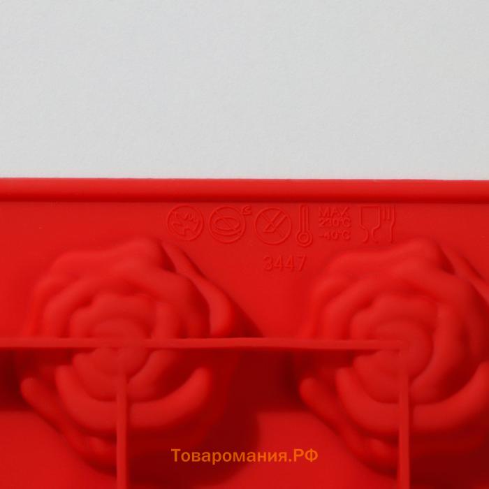Форма для кондитерских украшений  «Розочки», силикон, 20.7×14.3×1.3 см, 12 ячеек, МИКС