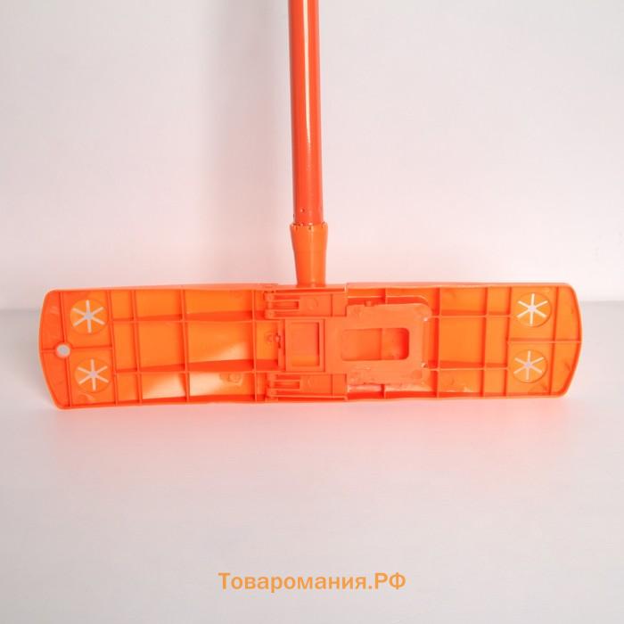 Швабра для мытья пола плоская , насадка микрофибра 42×12 см, металлическая ручка 124 см