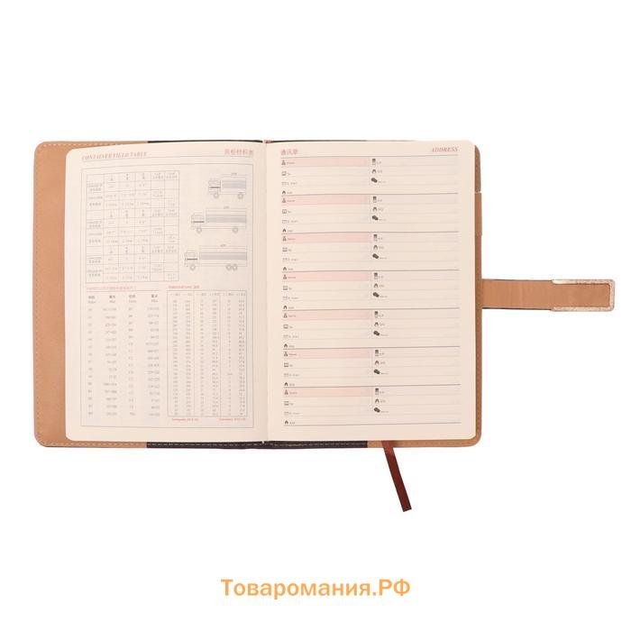 Ежедневник недатированный Calligrata, А5, в линейку, с хлястиком, 100 листов, обложка ПВХ, чёрный