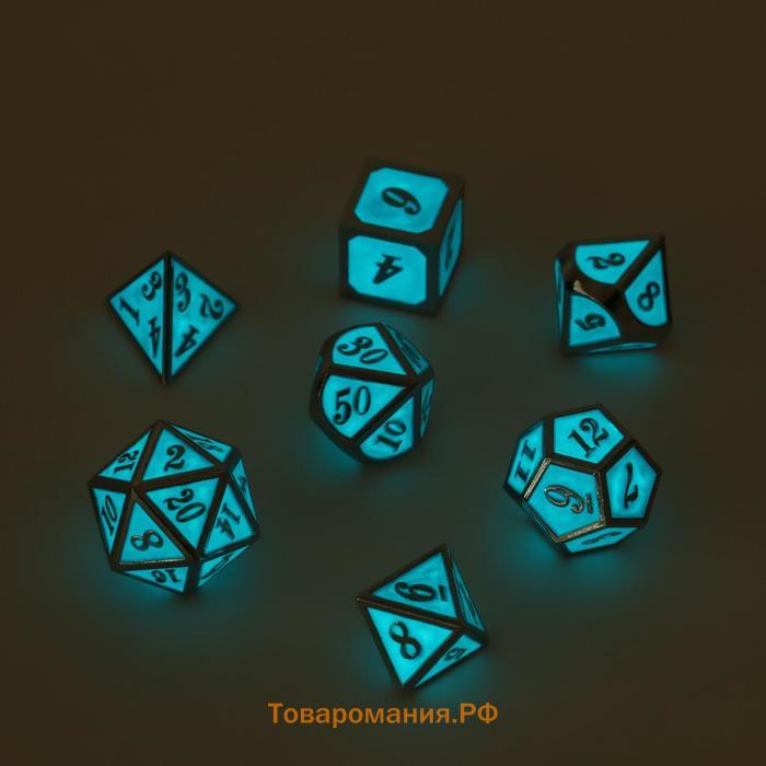Набор кубиков для D&D (Dungeons and Dragons, ДнД), серия: D&D, "Волна", 7 шт, светящиеся