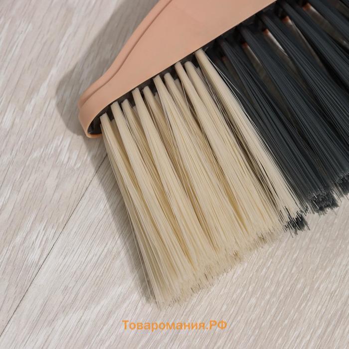 Щётка для пола: совок 24×25×81 см, щётка 24 см, персиковая