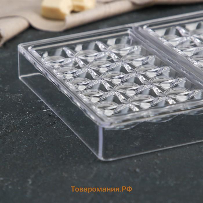 Форма для шоколада KONFINETTA «Поп-ит», 27.5×17.5×2.5 см, 3 ячейки 15.3×7.5×0.8 см, прозрачная