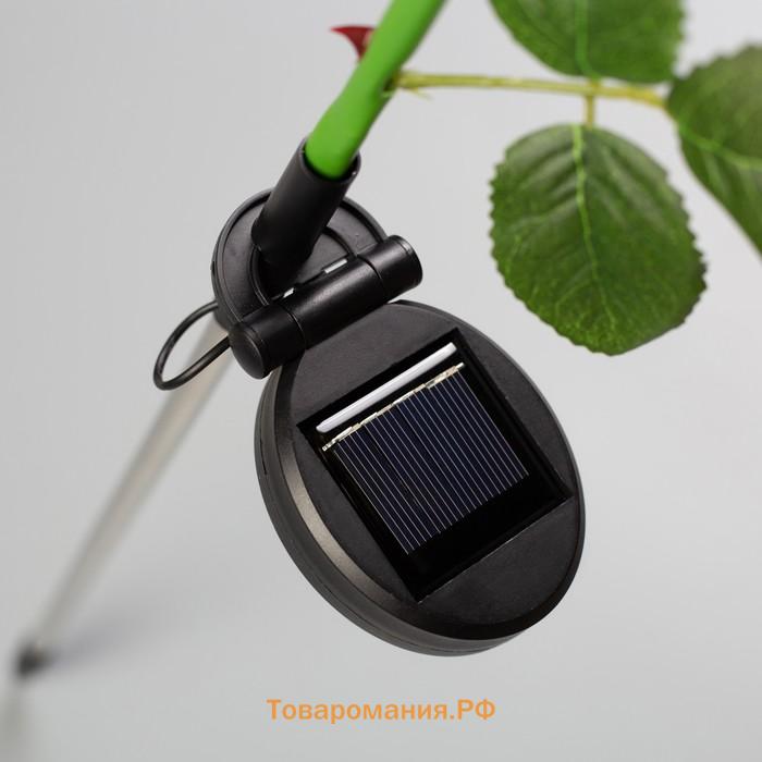 Садовый светильник на солнечной батарее «Роза жёлтая», 75 см, 1 LED, свечение белое