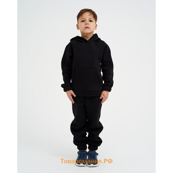 Костюм детский с начёсом (толстовка, брюки) KAFTAN "Basic line" р.38 (146-152), чёрный