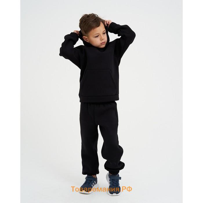 Костюм детский с начёсом (толстовка, брюки) KAFTAN "Basic line" р.38 (146-152), чёрный