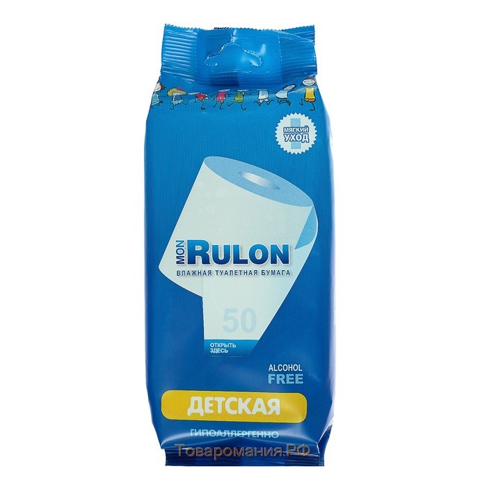 Туалетная бумага Mon Rulon, влажная, детская, 50 шт.
