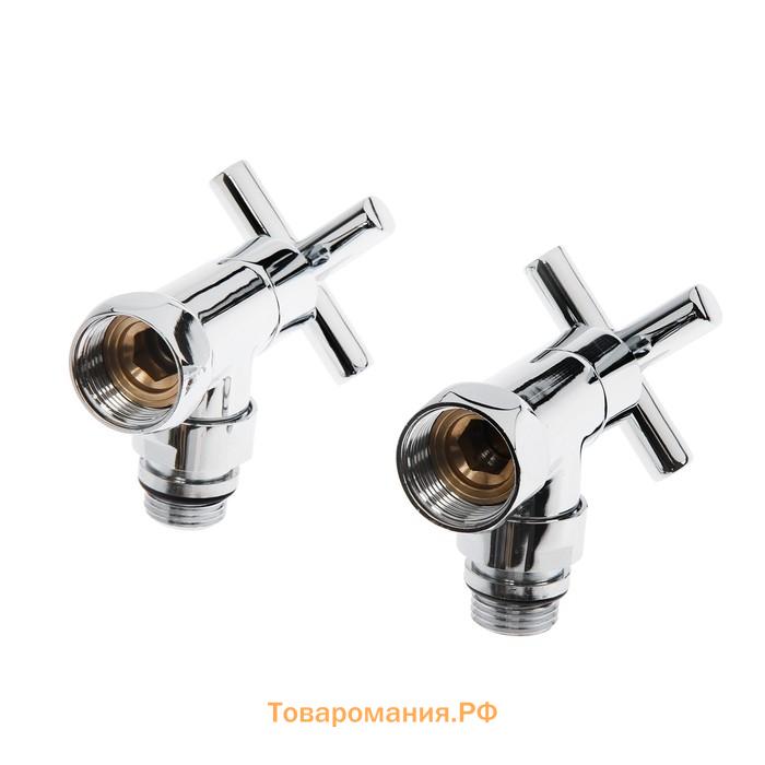 Вентиль угловой для полотенцесушителя TIM KV10-LFM032, 3/4"х1/2", вн/нр, ручка крест, 2 шт.